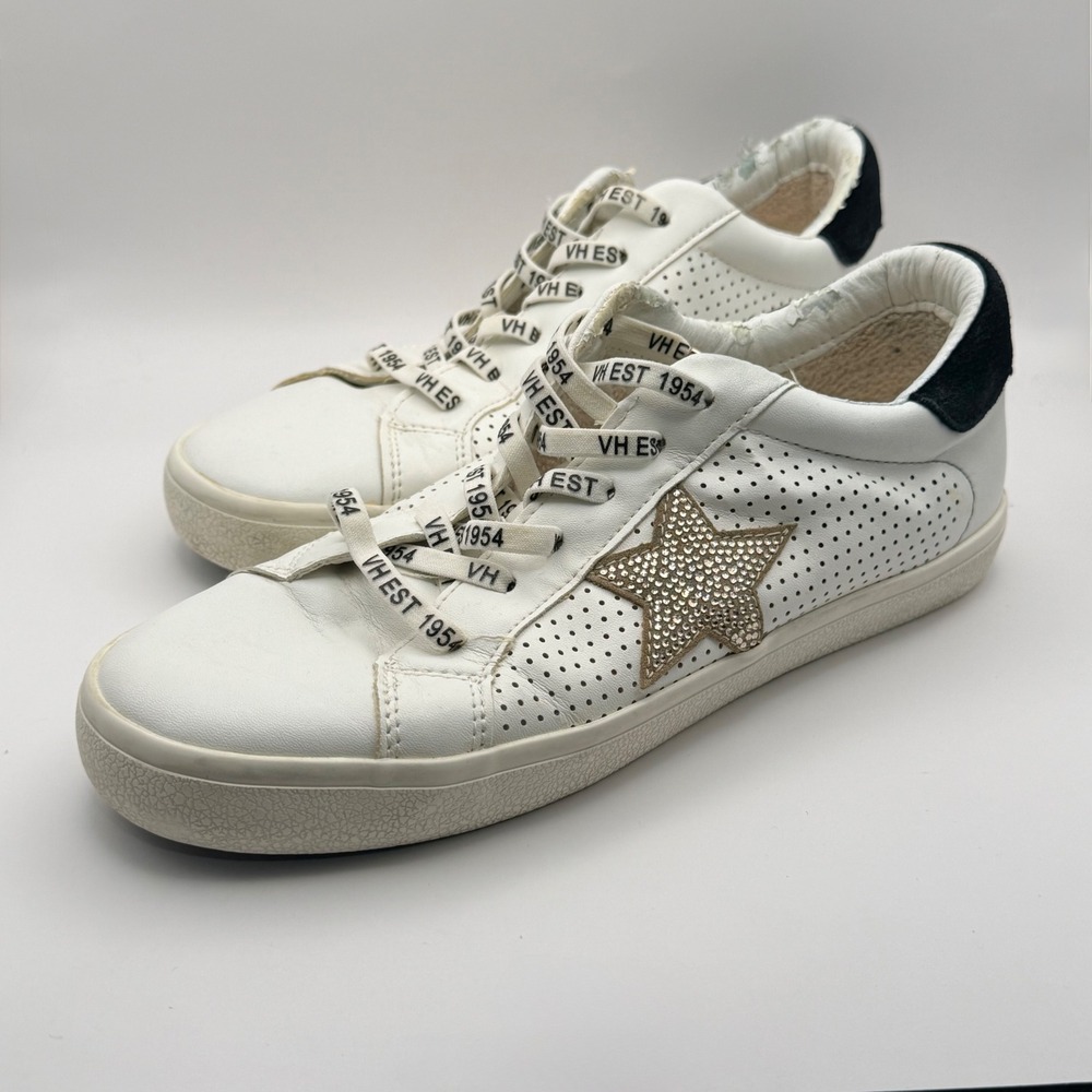 Vintage Havana Gemma White Rhinestone Star Sneakers Low Top Lace Up Womens 9